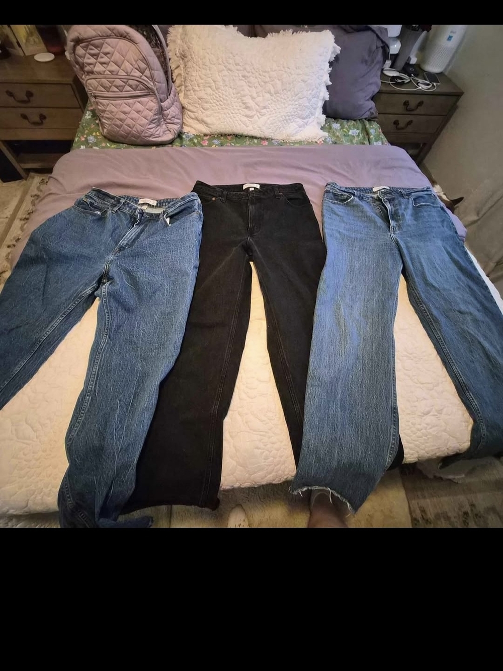 Abercrombie & Fitch Straight Leg Jeans in Blue & Black
